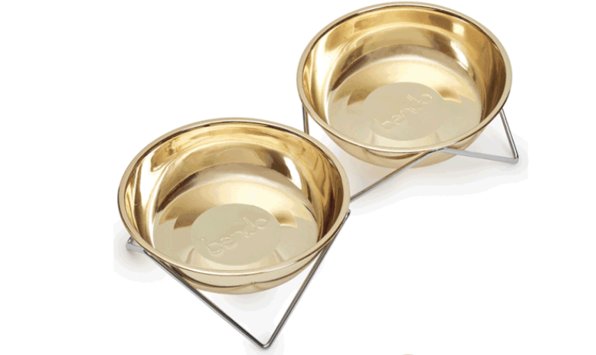Woof Woof Double Dog Bowl - Black/Gold