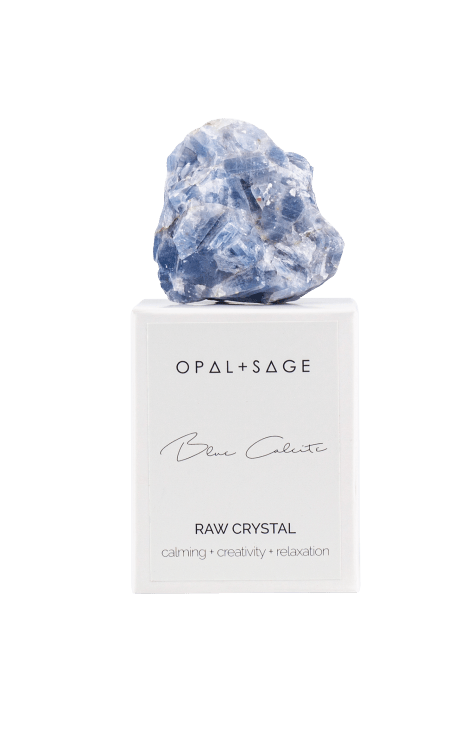 Opal + Sage Blue Calcite - Raw Boxed Crystal