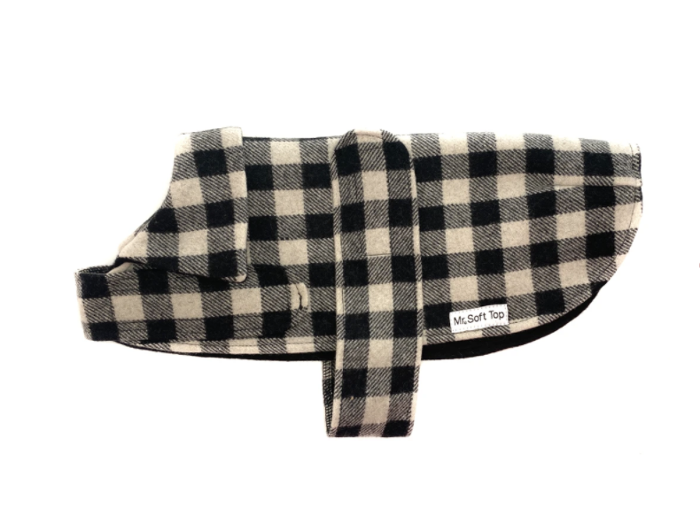 Black and White Check Wool Walking Coat (Lined)