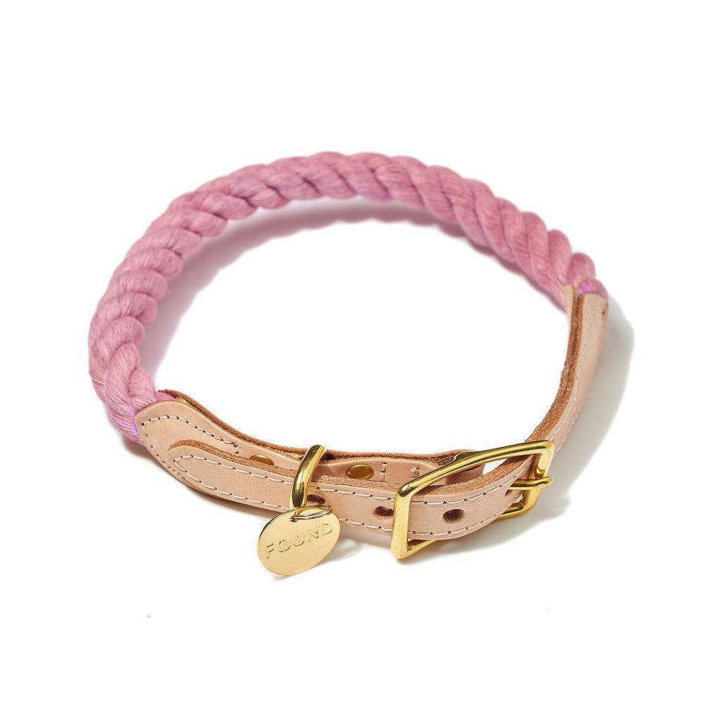 Blush Cotton Rope Dog and Cat Collar - Small